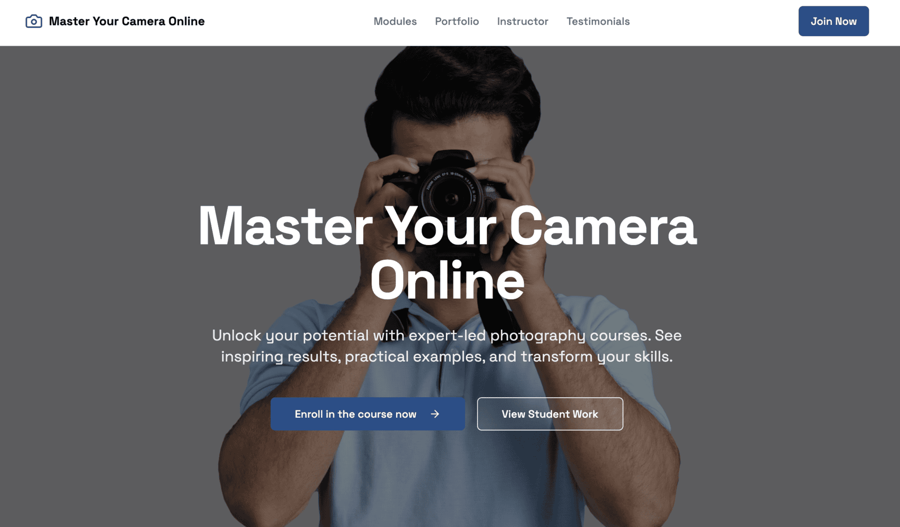 Online course landing page built with Website Studio
