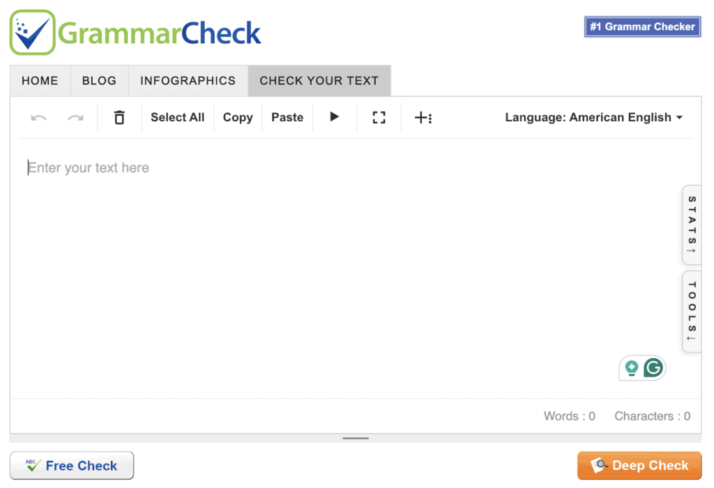 Grammar check screenshot
