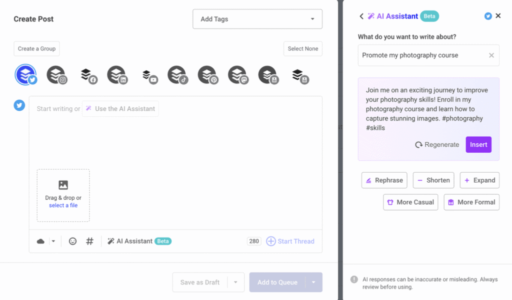 Buffer AI assistant screenshot