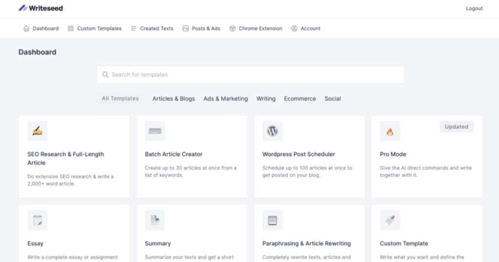Writeseed screenshot