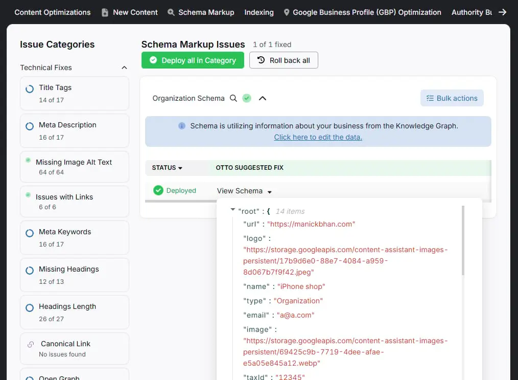 OTTO's schema markup issues manick bhan