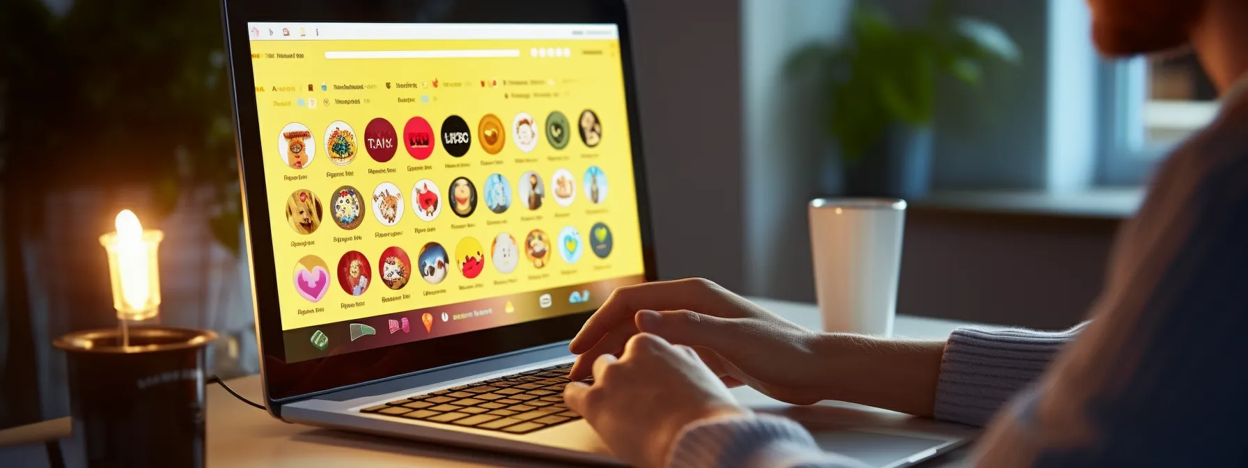 a person selecting and arranging emojis on a computer screen for crafting creative titles.