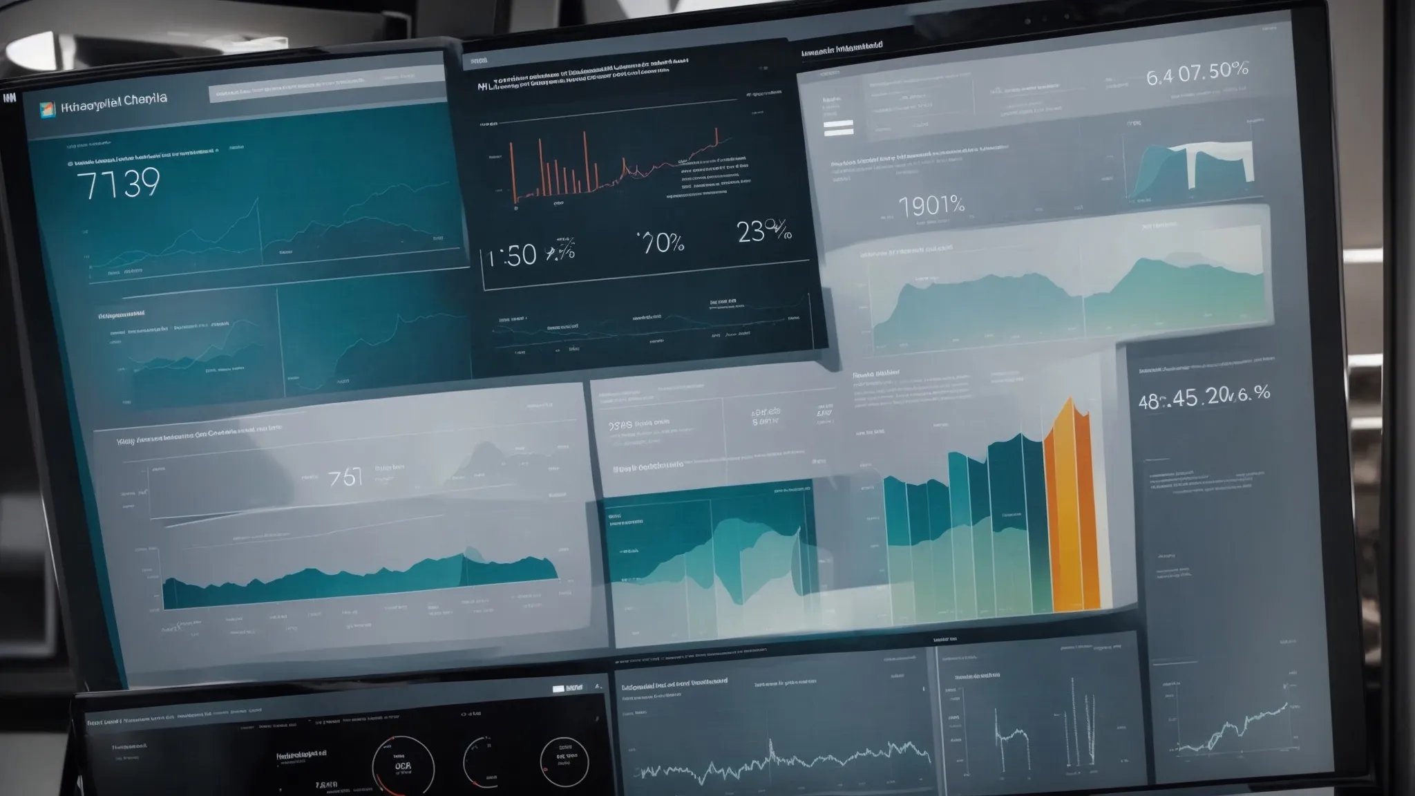 charts and graphics interplay on a screen, illustrating complex analytics transformed into a user-friendly infographic.