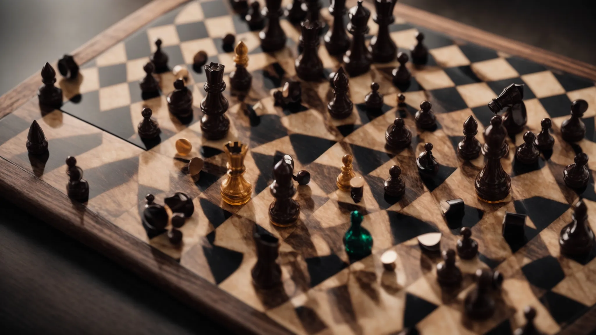 a chessboard with pieces strategically positioned, symbolizing precise content marketing tactics.