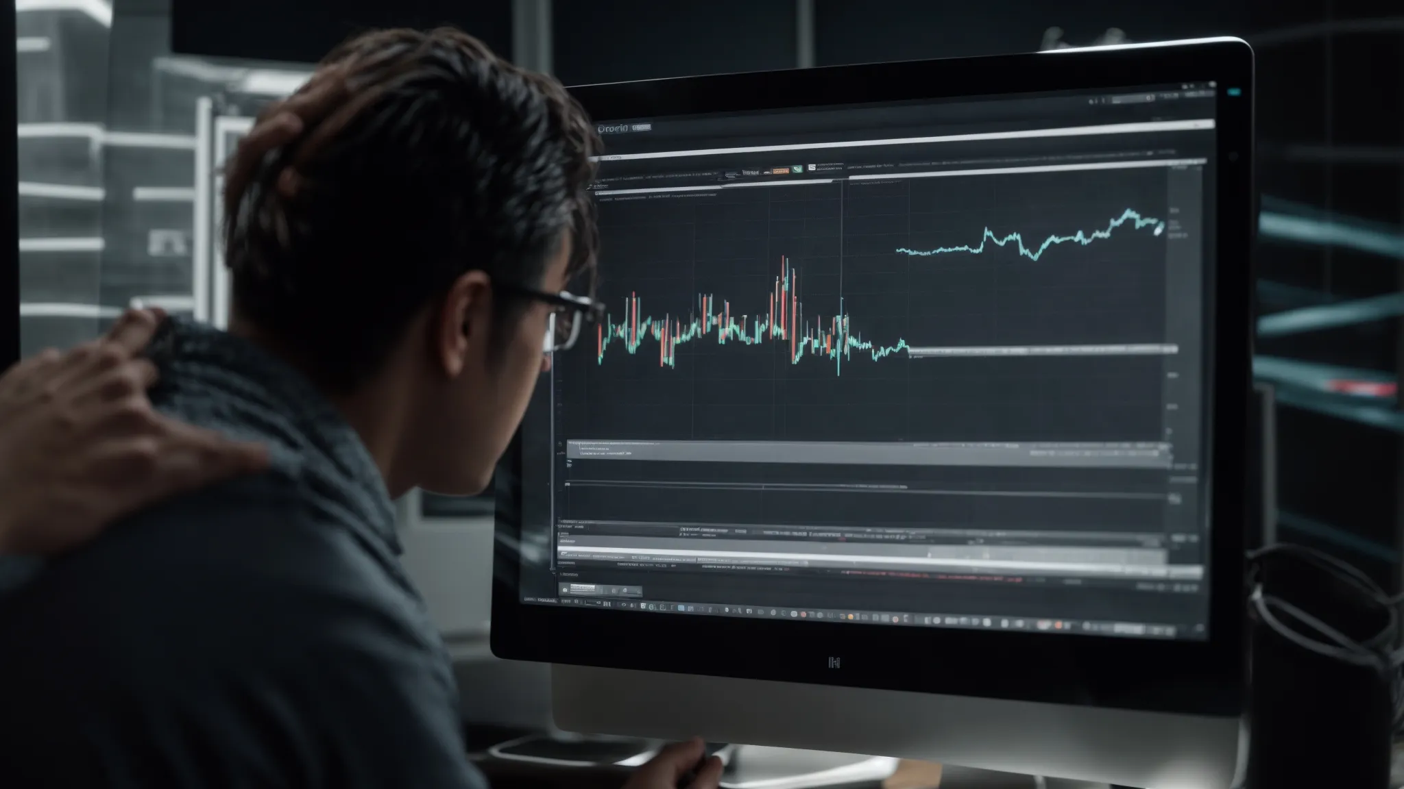a marketer scrutinizes graphs on a computer screen, reflecting an evolving seo strategy.
