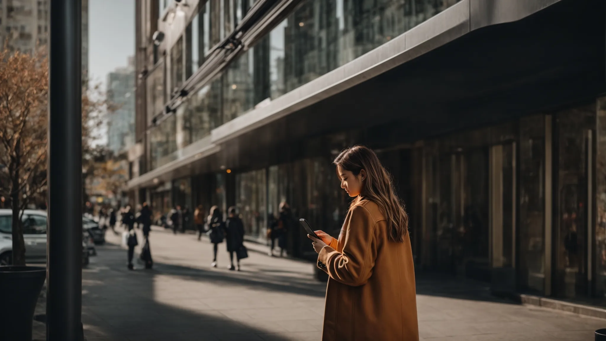 a person browsing on a smartphone while walking in the city captures the essence of mobile optimization enhancing user experiences.