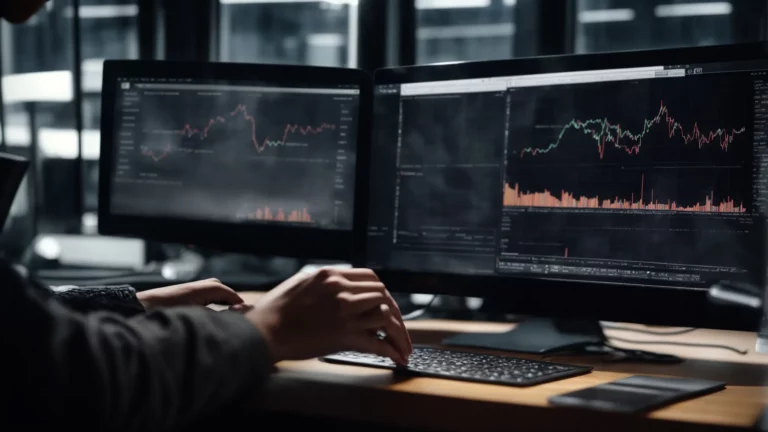 a person using a computer to analyze a graph of website traffic growth.