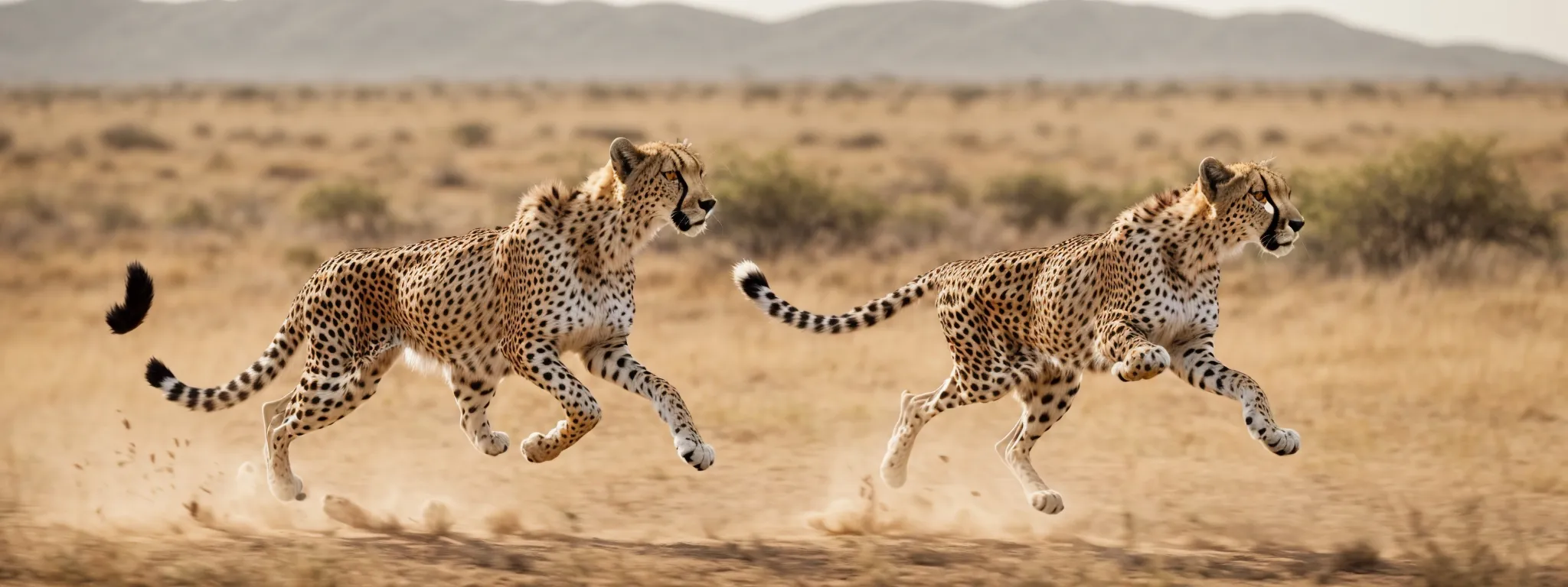 a cheetah in mid-sprint across the savannah, embodying the concept of speed and performance.