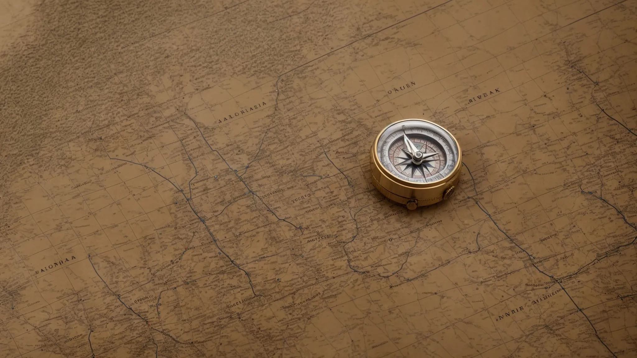 a compass resting on an open map, symbolizing the journey through a vast landscape of knowledge.