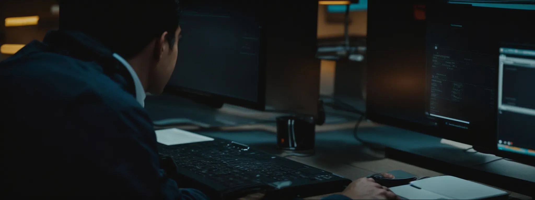 a professional analyzing data on a computer screen to optimize website content.