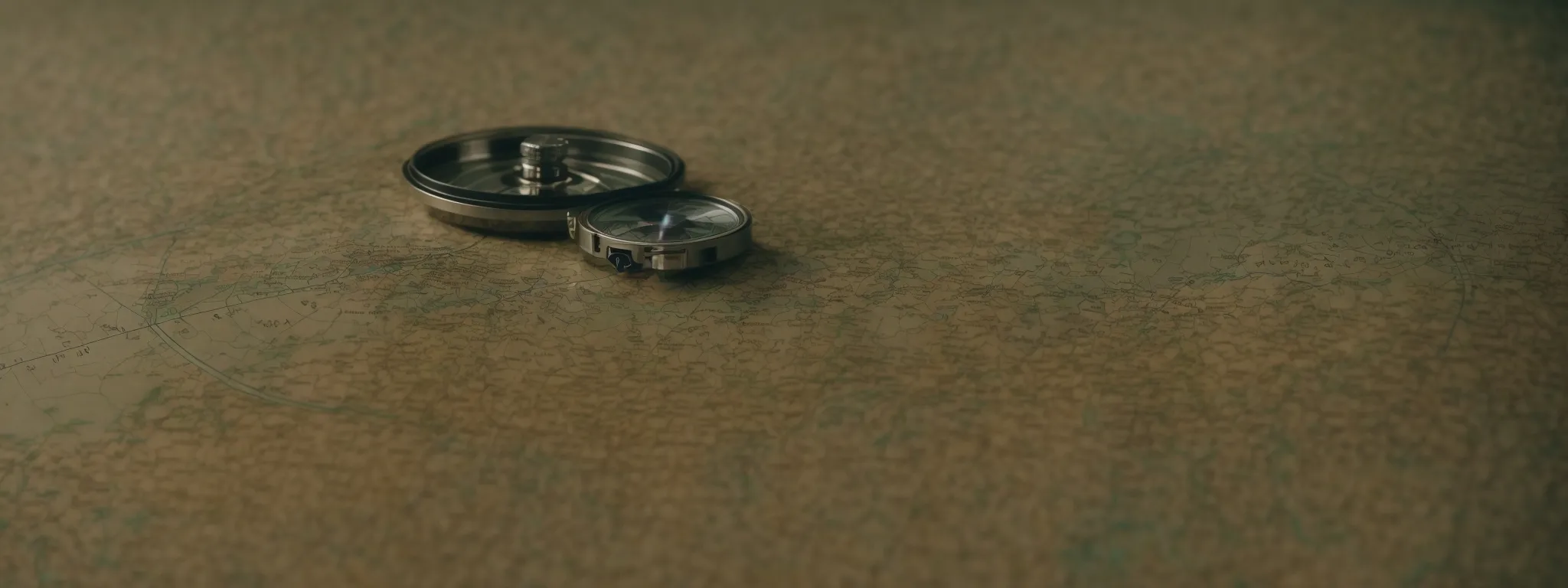 a compass resting on a map, symbolizing strategic navigation through the realm of keyword research and digital marketing analysis.