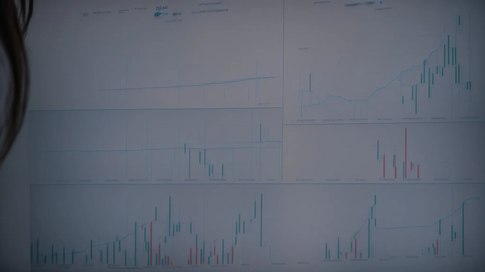 a person analyzing a graph on a computer screen showing different keyword trends for youtube video optimization.