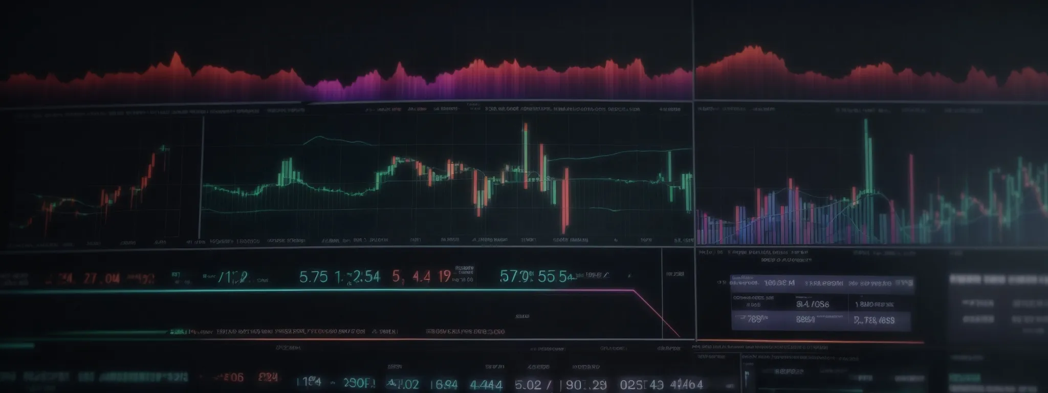 a computer screen displaying colorful graphs and charts that represent market trends and competitive analytics.