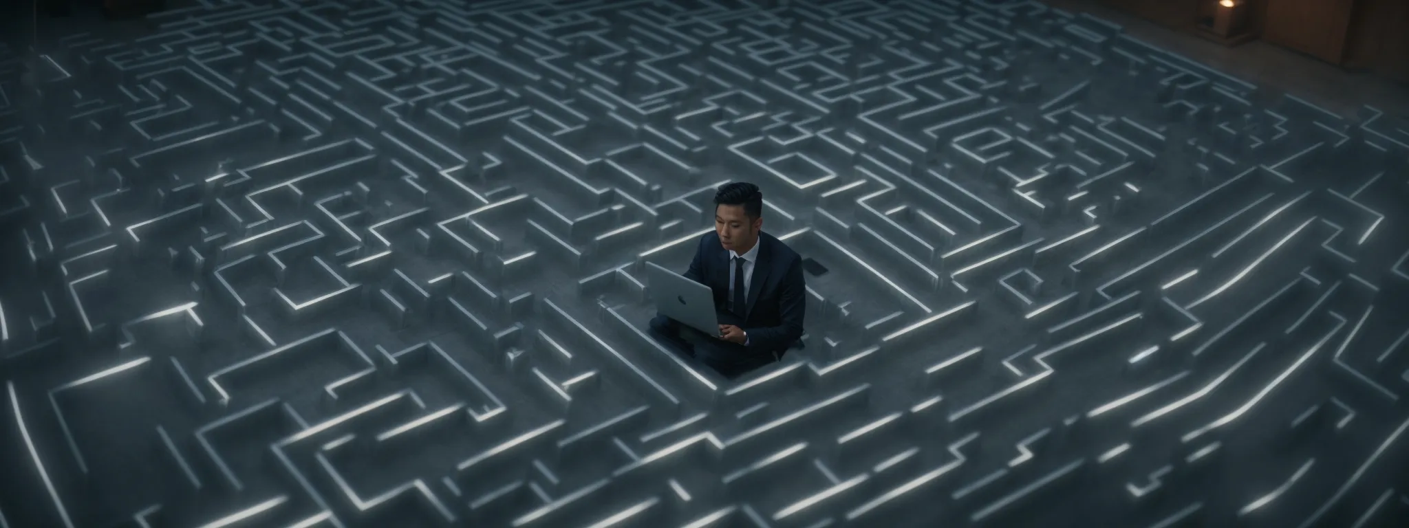 a marketer tracing a pathway through a maze on a computer screen to symbolize target optimization.