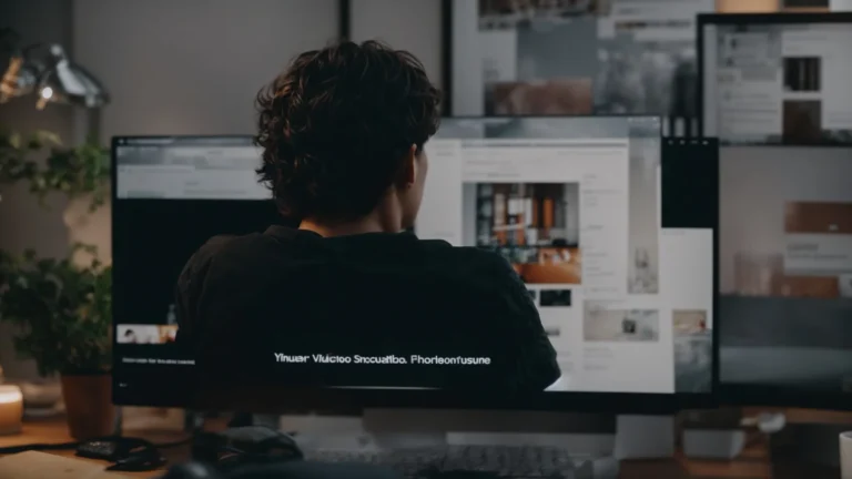 a person sits in front of a computer with youtube open on the screen, browsing through a list of trending video topics.