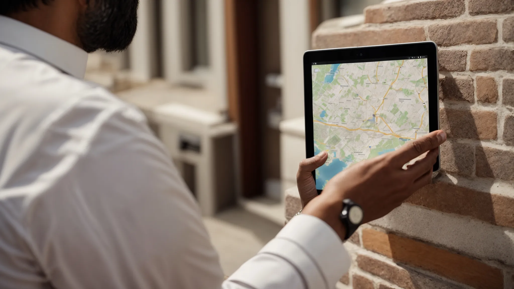 a business owner reviews a digital map on a tablet, highlighting regional hotspots.
