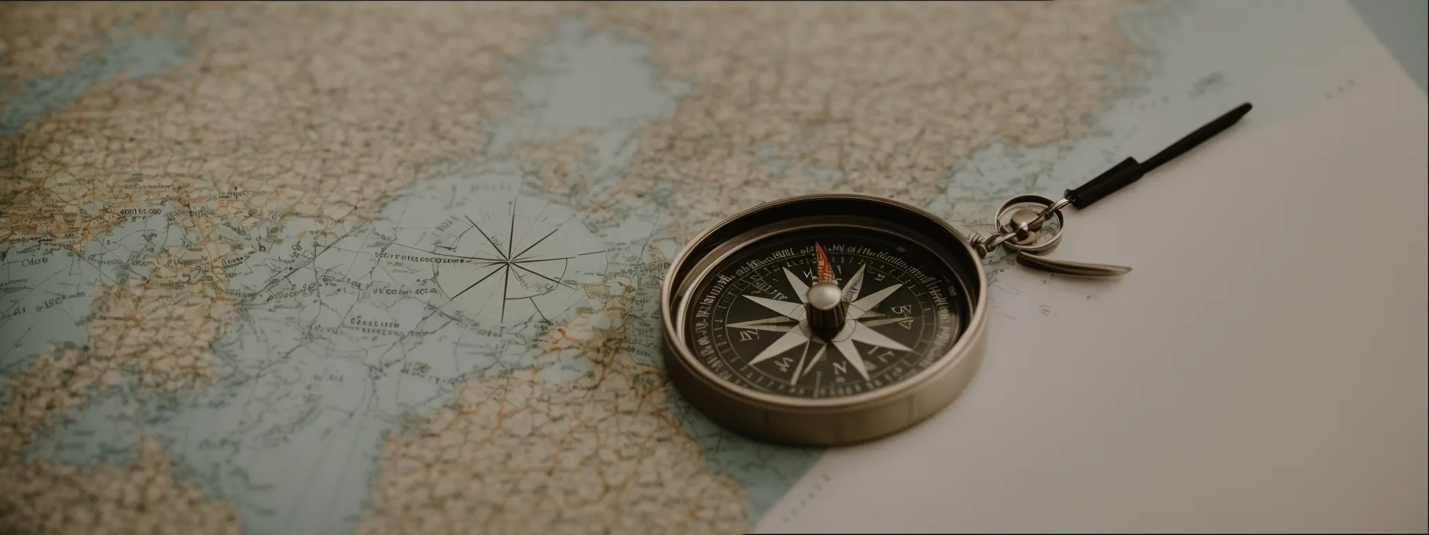 a compass on a map, symbolizing strategic navigation through the realm of seo.