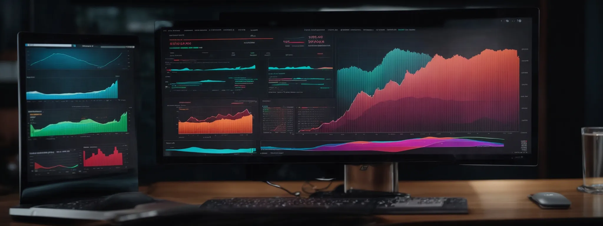 a computer screen displaying colorful graphs and data analytics for marketing campaigns.
