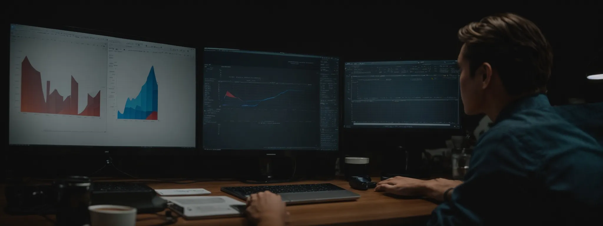 a person analyzing graphs and charts on a computer screen to improve seo strategies.