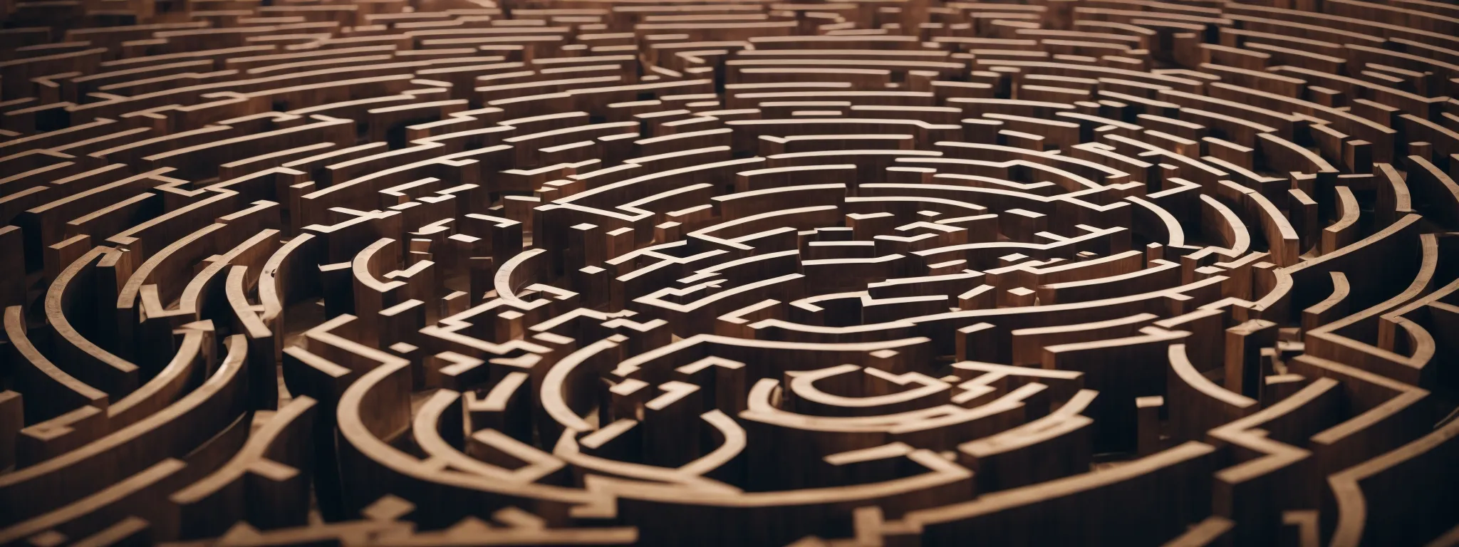 a maze constructed from webpages symbolizing the complex journey of seo keyword optimization.