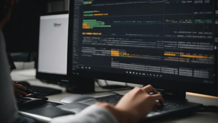 a person sits at a computer with a spreadsheet visible, displaying various keywords and their metrics while clicking on a mouse.