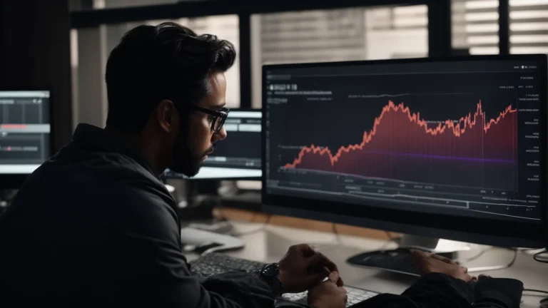 a person analyzing a graph on a computer screen displaying search volume trends.