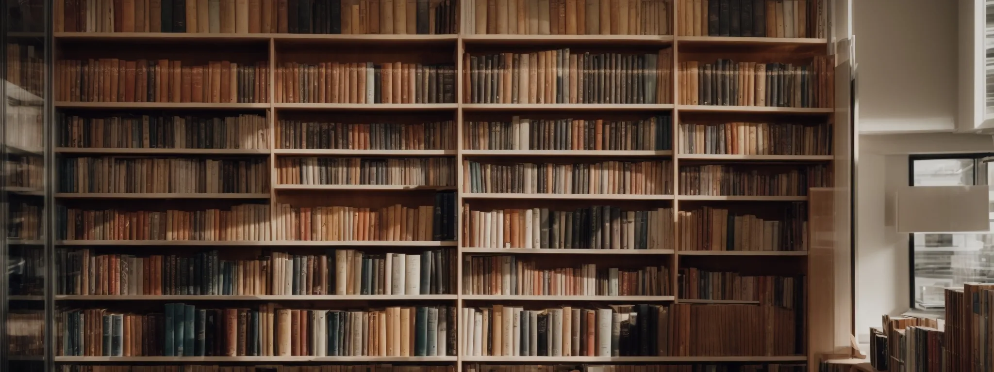 a neatly organized library where books are categorized and meticulously arranged on shelves.