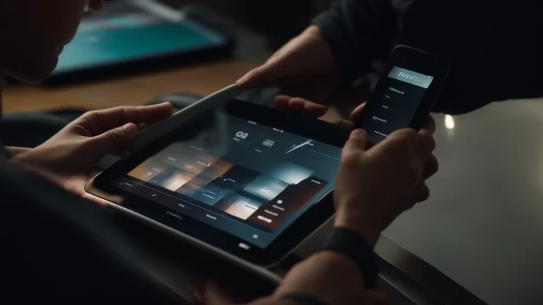 a focused individual interacts with an engaging digital interface on a sleek, modern touchscreen device.