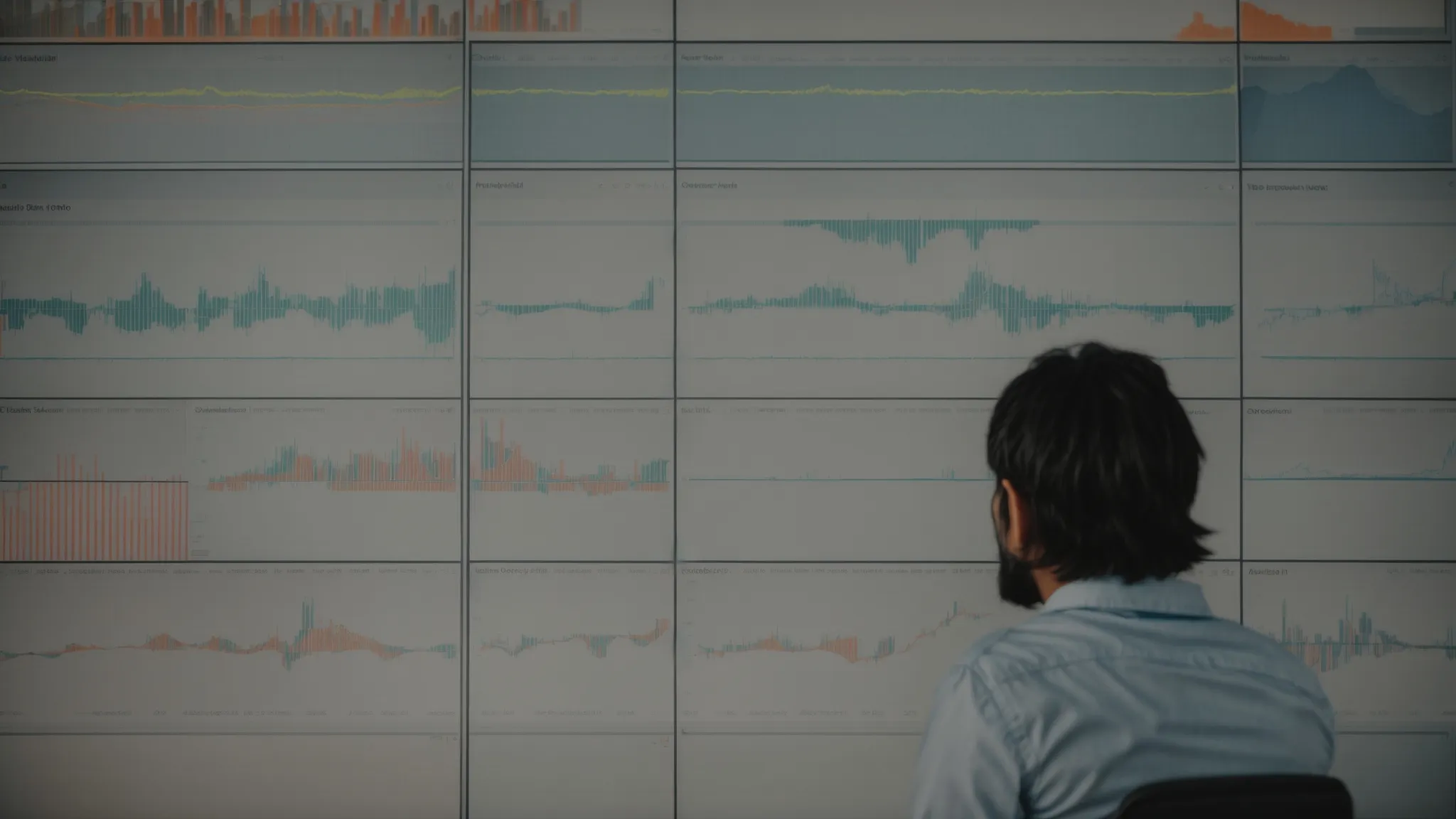 a person analyzing a graph of trending search terms on a computer screen.