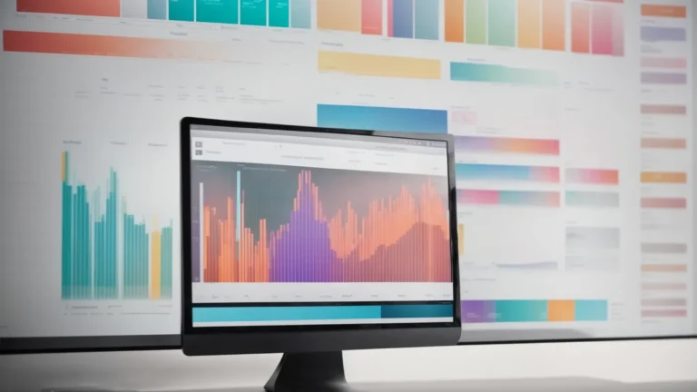a computer screen displays colorful graphs and lists of popular search terms.