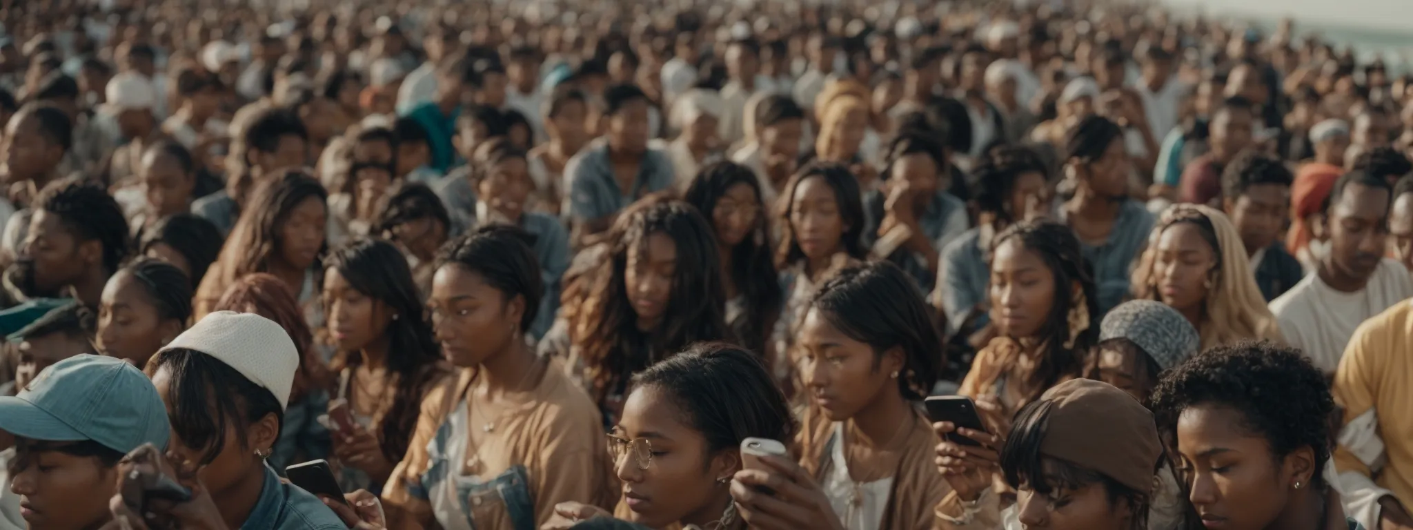a diverse group of people around the world simultaneously using smartphones to surf the internet.