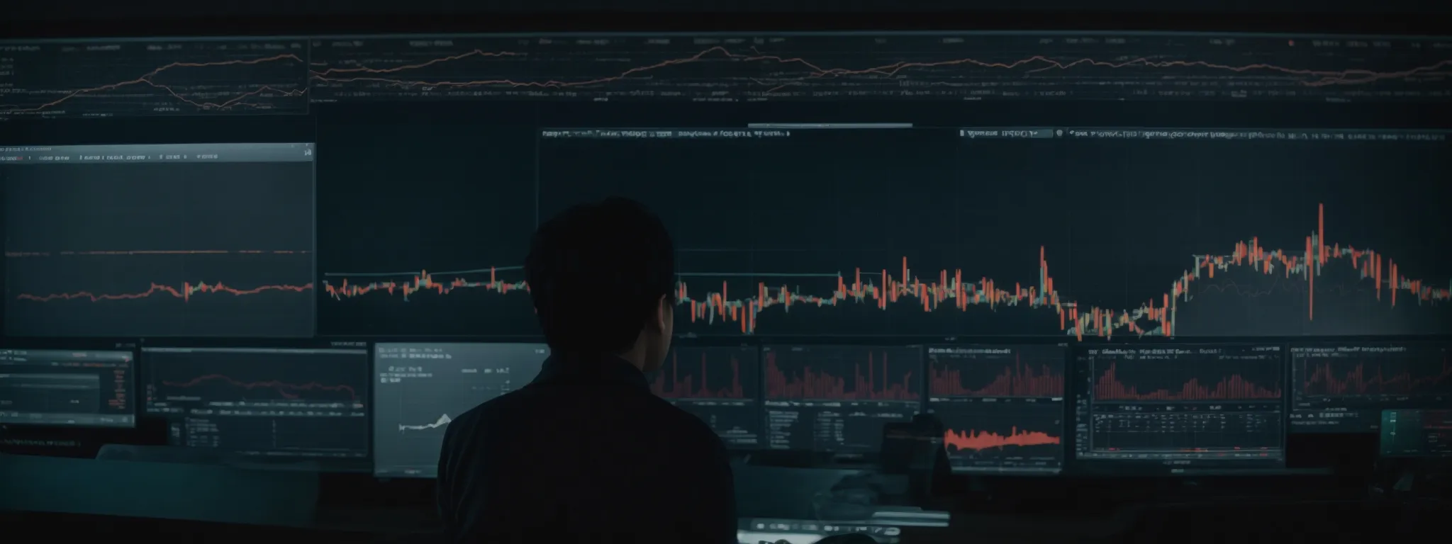 a person analyzing data on a computer screen with a graph indicating rising traffic trends.