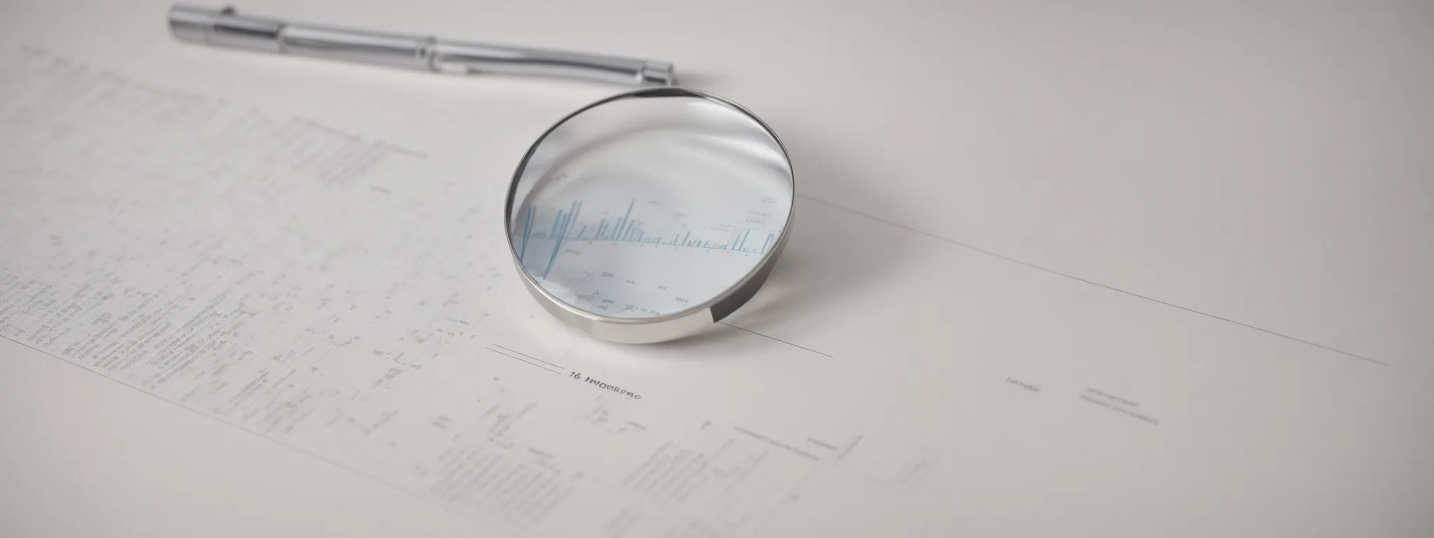 a magnifying glass poised over a printed graph showing a rising trend, symbolizing the analysis and growth in seo.