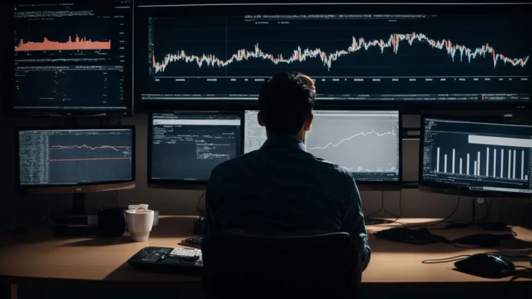 a person sitting at a computer analyzing charts and graphs representing website seo performance.