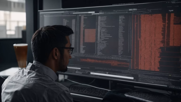 a web developer is reviewing structured data code on a computer screen to enhance search engine optimization for a website.