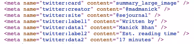 screenshot of twitter cards in HTML