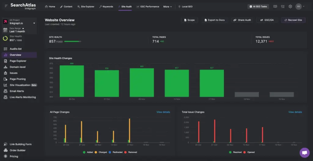Search Atlas Site Auditor Dashboard