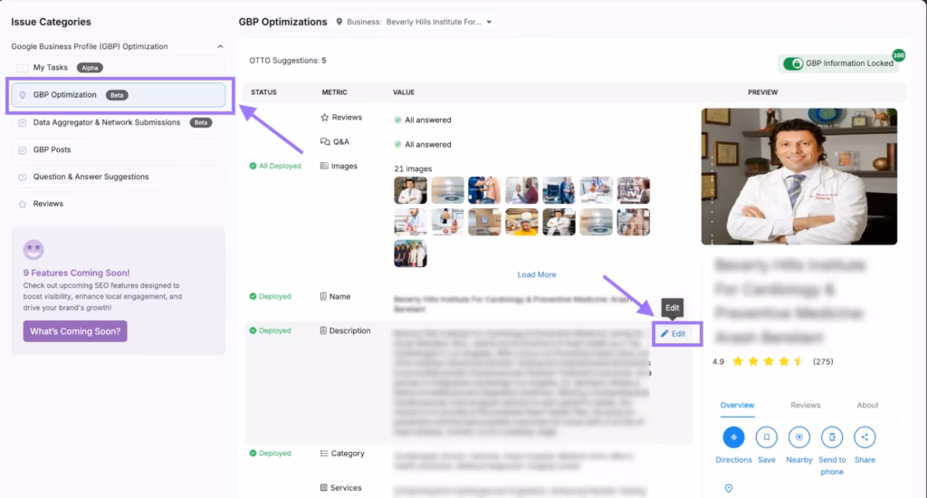 Search Atlas google my business management software overview dashboard