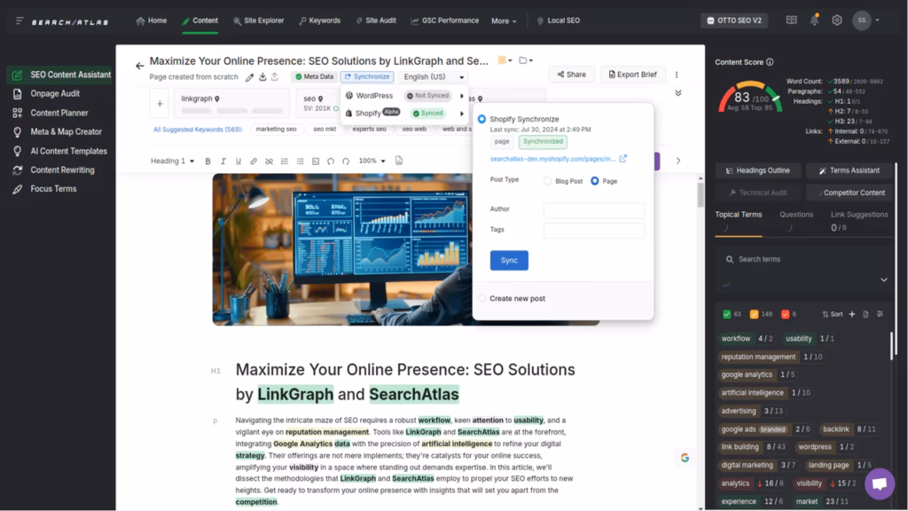 search atlas content genius shopify
