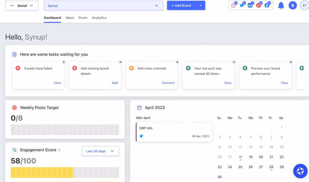 synup content dashboard example