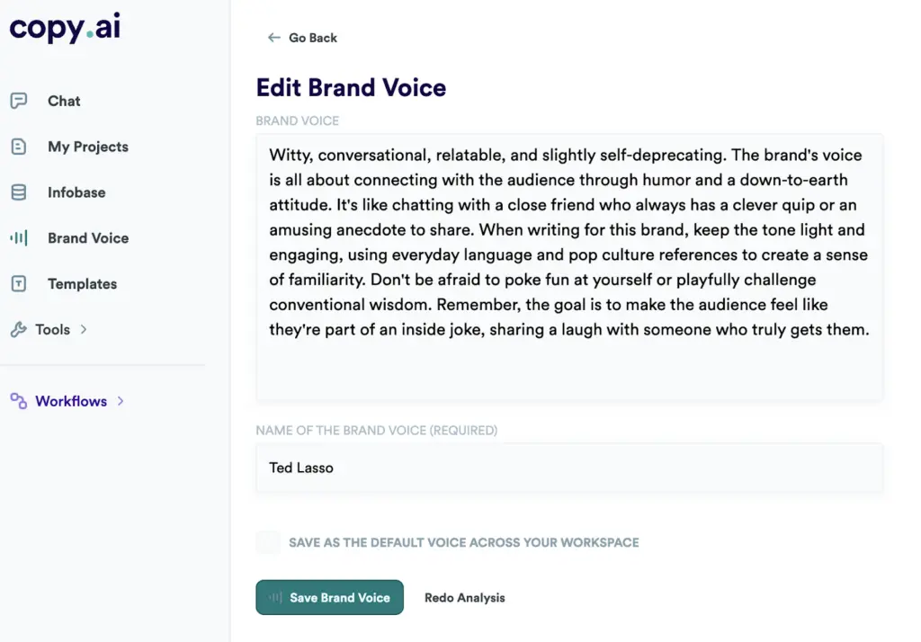 Copy.ai Brand Voice Example