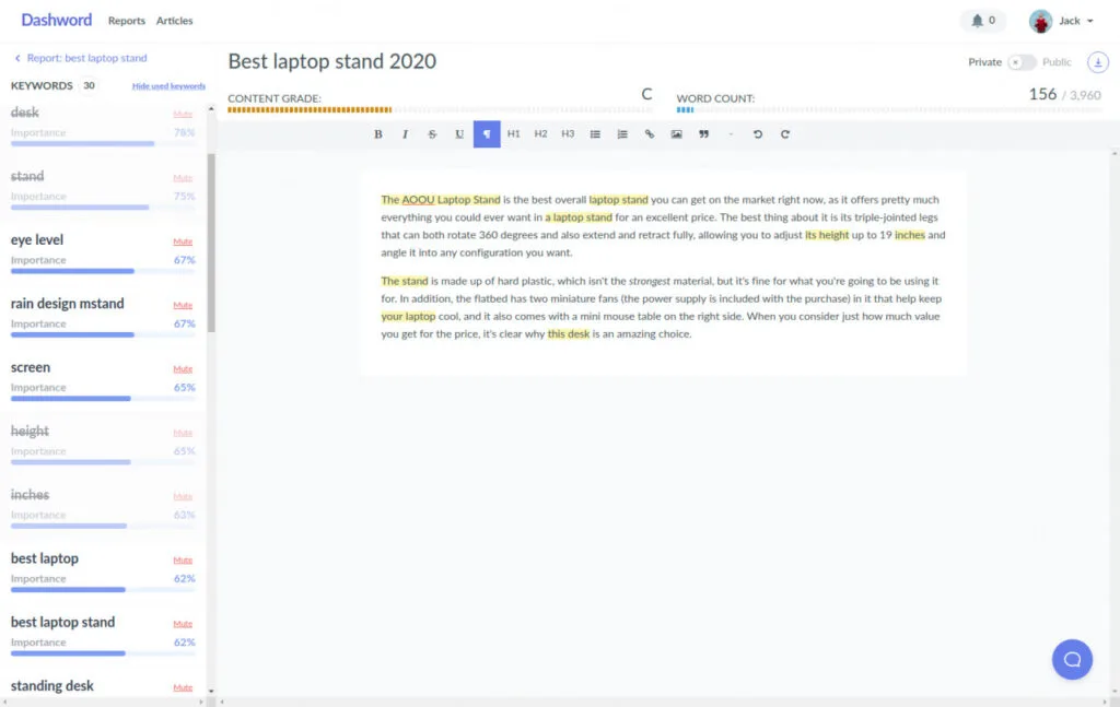 Dashword Content Editor Example