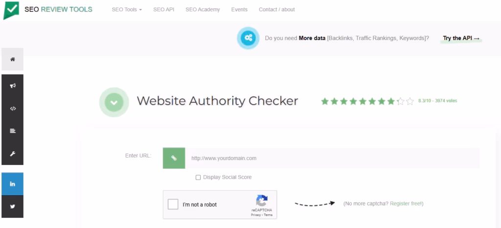SEO review tools domain authority checker