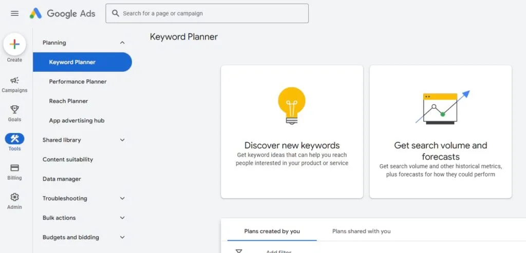 google ads keyword planner