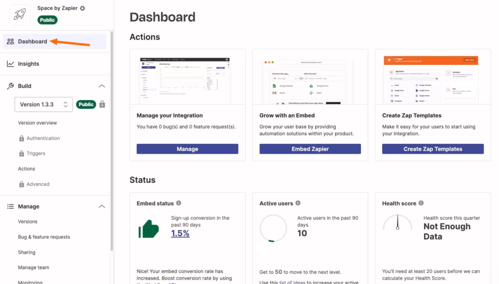 zapier main dashboard