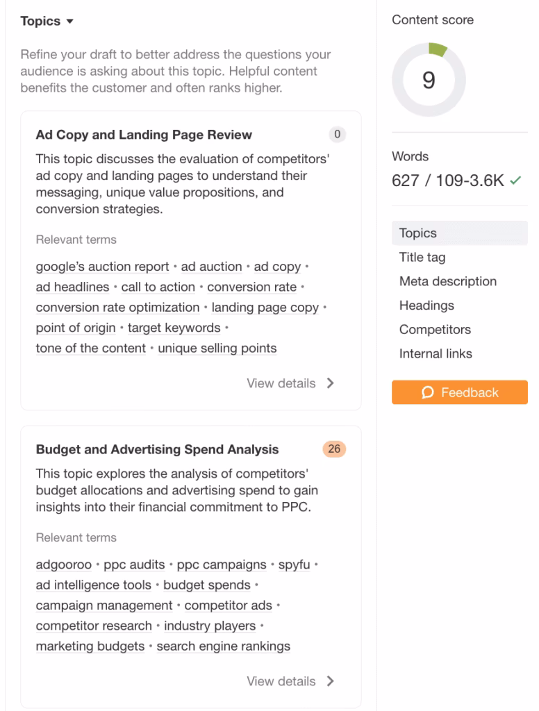 Ahrefs content helper AI feature example