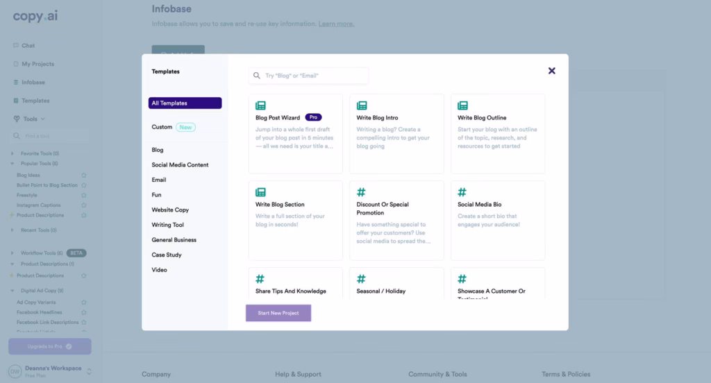 Copy.ai content editor