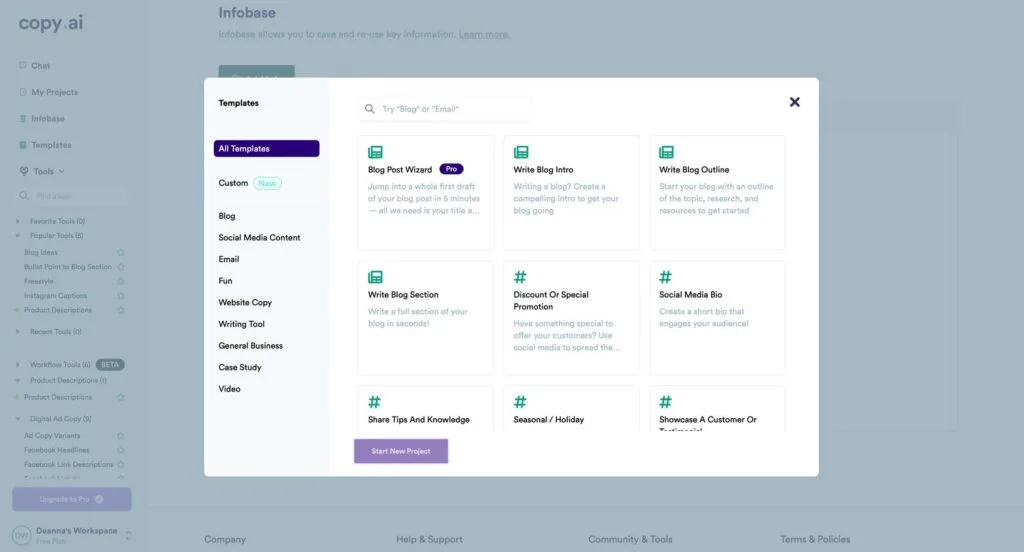 Copy.ai content editor