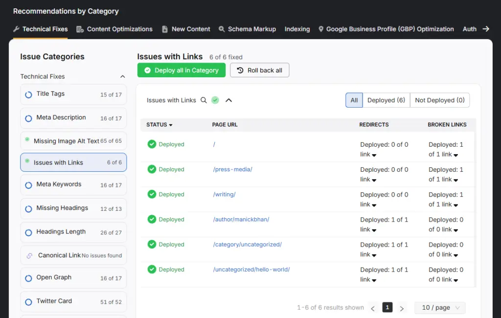OTTO technical fixes 2 issues with links