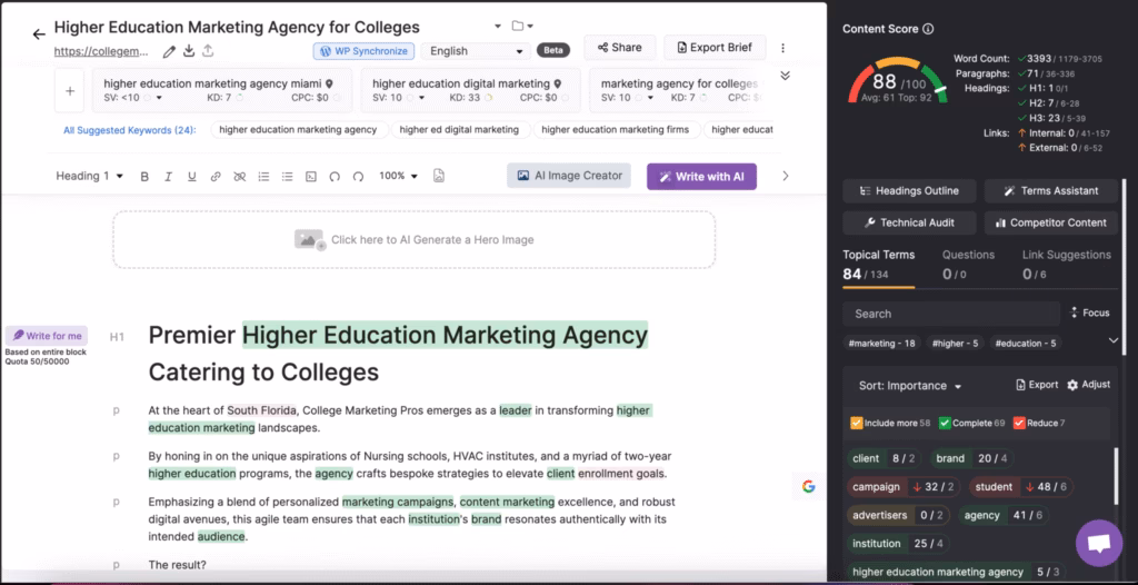 Search Atlas Content Optimizer and Scoring Features